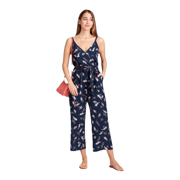 Gilli Jumpsuit 3x Navy Blue Floral Sleeveless Boho - Picture 1 of 8
